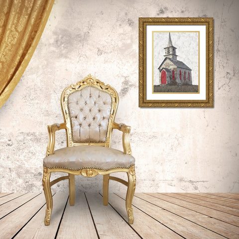 Old Church Gold Ornate Wood Framed Art Print with Double Matting by Phillip, Jamie