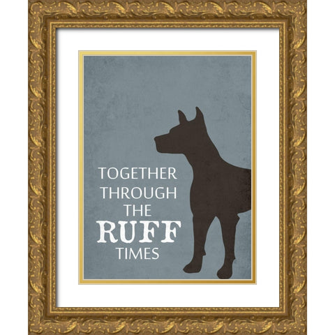 Dog Talk Gold Ornate Wood Framed Art Print with Double Matting by Phillip, Jamie