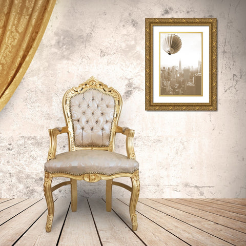 Fly By New York Gold Ornate Wood Framed Art Print with Double Matting by Phillip, Jamie