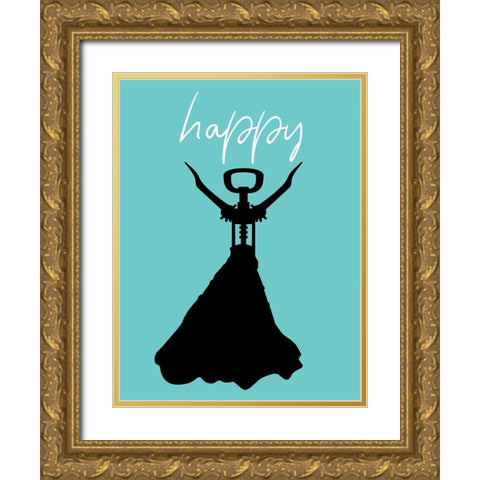 Happy Gold Ornate Wood Framed Art Print with Double Matting by Phillip, Jamie