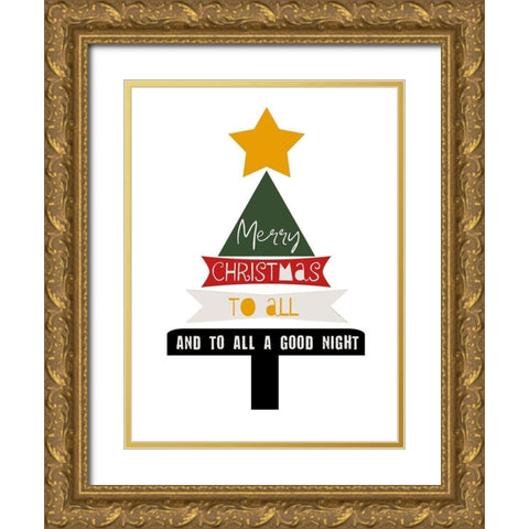 Merry Christmas Gold Ornate Wood Framed Art Print with Double Matting by Phillip, Jamie