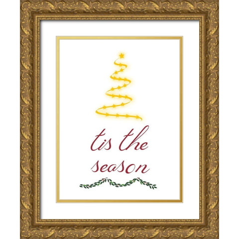 Tis The Season Gold Ornate Wood Framed Art Print with Double Matting by Phillip, Jamie