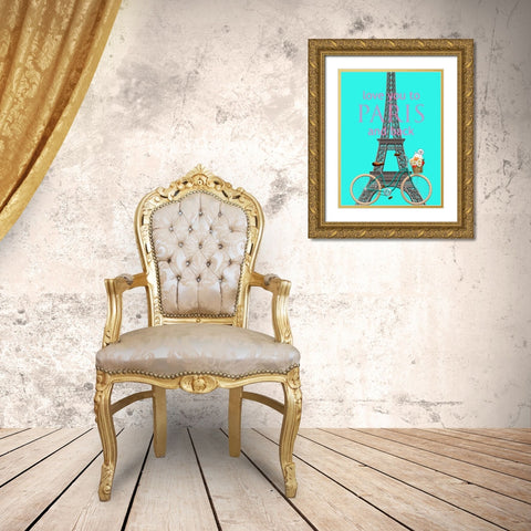 Paris Love Gold Ornate Wood Framed Art Print with Double Matting by Phillip, Jamie