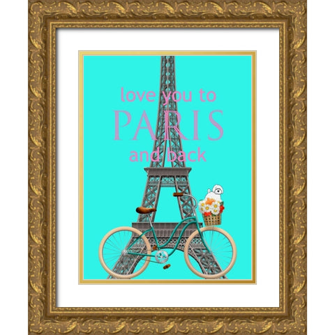 Paris Love Gold Ornate Wood Framed Art Print with Double Matting by Phillip, Jamie