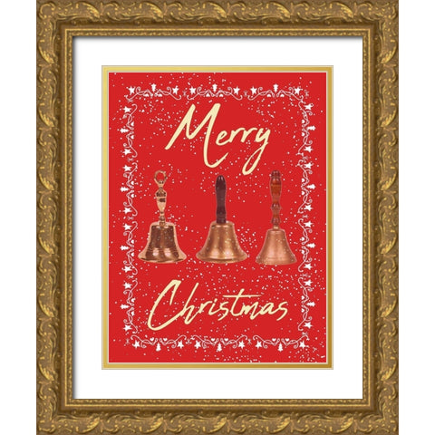 Merry Christmas Gold Ornate Wood Framed Art Print with Double Matting by Phillip, Jamie