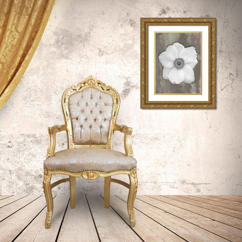 Pure White Flower Gold Ornate Wood Framed Art Print with Double Matting by Phillip, Jamie