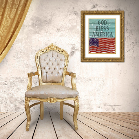 America Gold Ornate Wood Framed Art Print with Double Matting by Phillip, Jamie