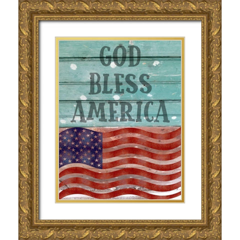 America Gold Ornate Wood Framed Art Print with Double Matting by Phillip, Jamie