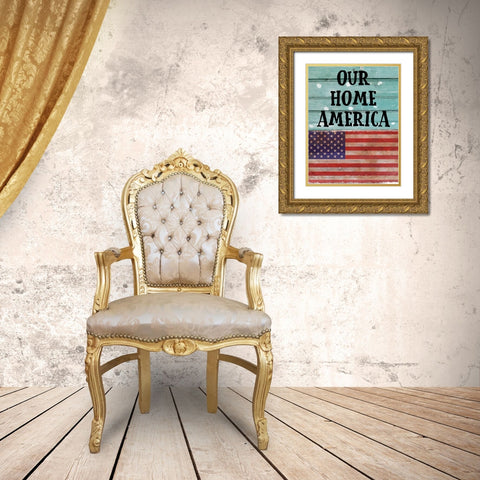 America 2 Gold Ornate Wood Framed Art Print with Double Matting by Phillip, Jamie