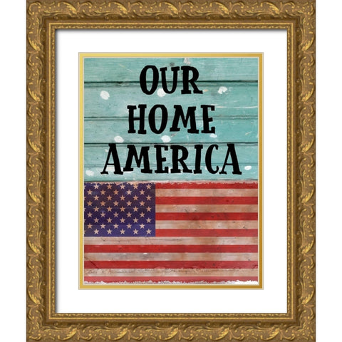 America 2 Gold Ornate Wood Framed Art Print with Double Matting by Phillip, Jamie