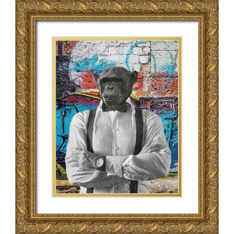 Street Monkey 2 Gold Ornate Wood Framed Art Print with Double Matting by Phillip, Jamie