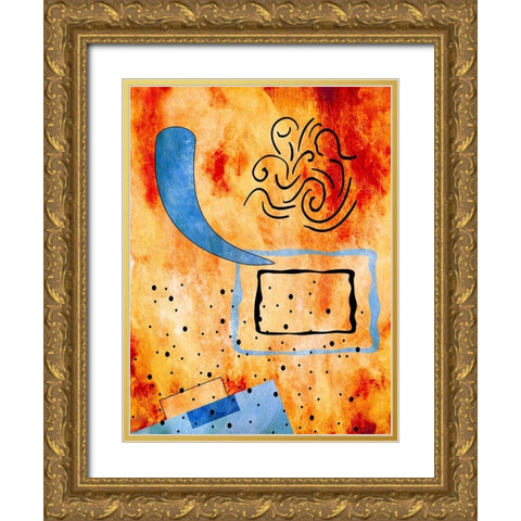 Celestrial Abstract  Gold Ornate Wood Framed Art Print with Double Matting by Phillip, Jamie