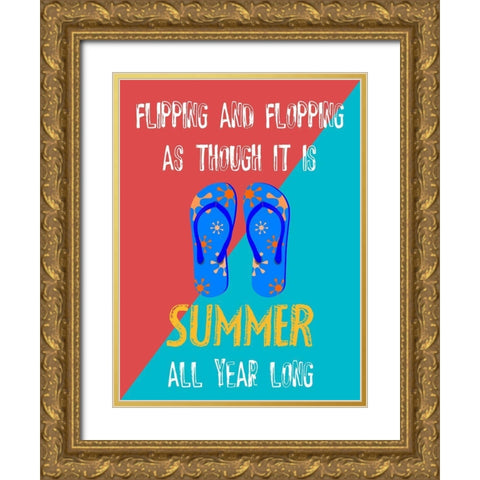 Flipflops Gold Ornate Wood Framed Art Print with Double Matting by Phillip, Jamie