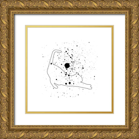 Catty Nap Gold Ornate Wood Framed Art Print with Double Matting by Phillip, Jamie