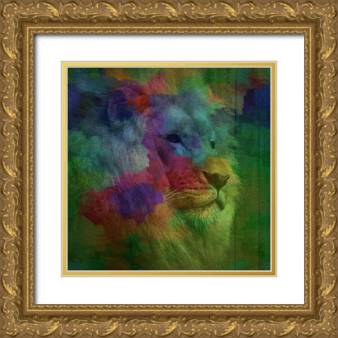 Lion Roar Gold Ornate Wood Framed Art Print with Double Matting by Phillip, Jamie