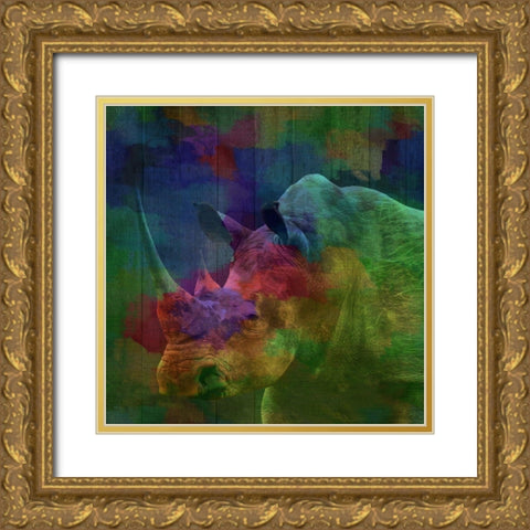 Rhino Gold Ornate Wood Framed Art Print with Double Matting by Phillip, Jamie