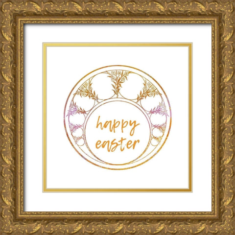 Happy Easter Gold Ornate Wood Framed Art Print with Double Matting by Phillip, Jamie