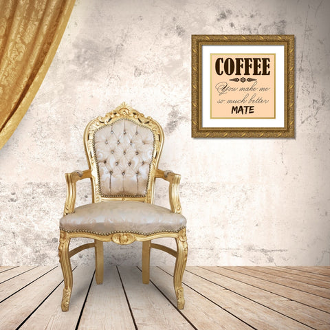 Coffee Mate 1 Gold Ornate Wood Framed Art Print with Double Matting by Phillip, Jamie
