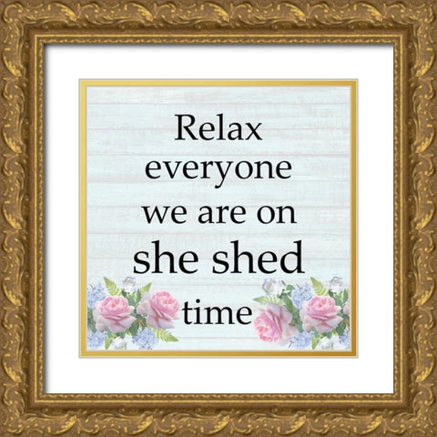 She Shed Time Gold Ornate Wood Framed Art Print with Double Matting by Phillip, Jamie