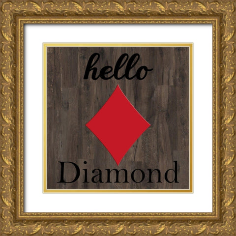 Playing Card Diamond Gold Ornate Wood Framed Art Print with Double Matting by Phillip, Jamie