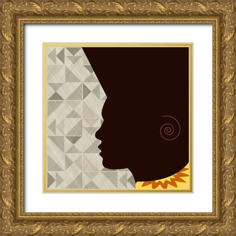 African Man Gold Ornate Wood Framed Art Print with Double Matting by Phillip, Jamie