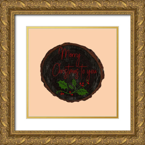 Merry Christmas Gold Ornate Wood Framed Art Print with Double Matting by Phillip, Jamie