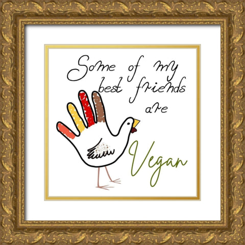 Hand Turkey Gold Ornate Wood Framed Art Print with Double Matting by Phillip, Jamie