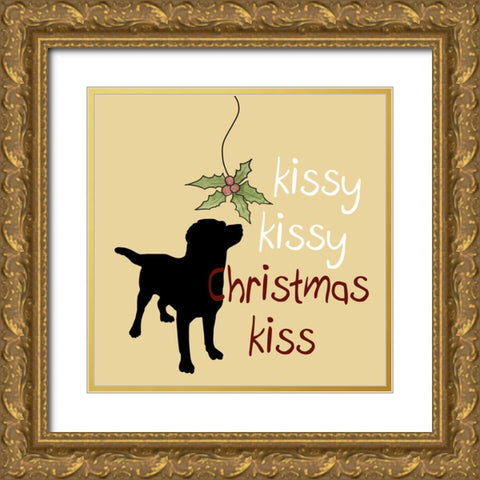 Christmas Dog Gold Ornate Wood Framed Art Print with Double Matting by Phillip, Jamie