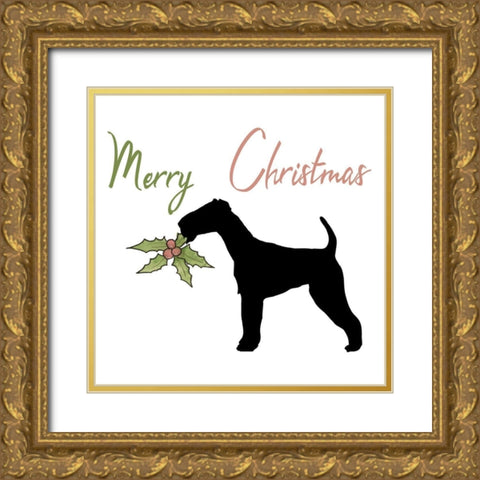 Christmas Dog 2 Gold Ornate Wood Framed Art Print with Double Matting by Phillip, Jamie