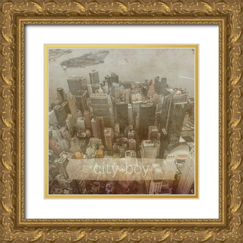 City Boy Gold Ornate Wood Framed Art Print with Double Matting by Phillip, Jamie