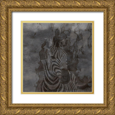 Zebra Abstract Gold Ornate Wood Framed Art Print with Double Matting by Phillip, Jamie
