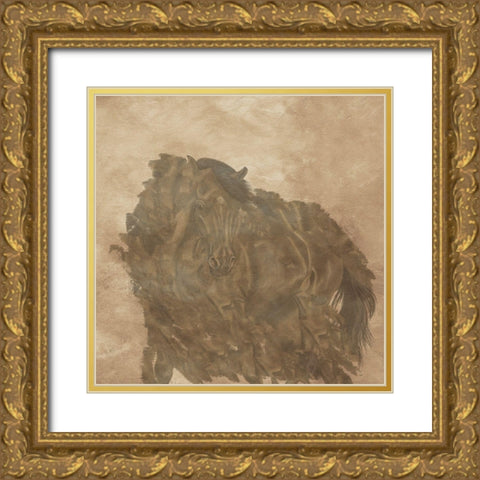 Horse Play Gold Ornate Wood Framed Art Print with Double Matting by Phillip, Jamie