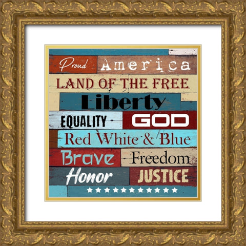 American Pride Gold Ornate Wood Framed Art Print with Double Matting by Phillip, Jamie