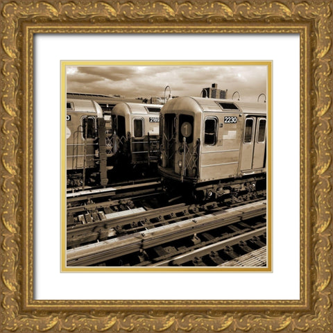 Bronx Trains Gold Ornate Wood Framed Art Print with Double Matting by Phillip, Jamie