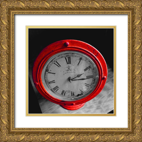 Red Clock Gold Ornate Wood Framed Art Print with Double Matting by Phillip, Jamie