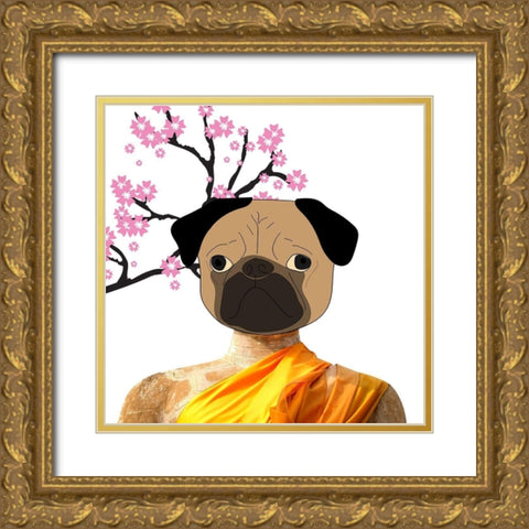 Dog Monk Gold Ornate Wood Framed Art Print with Double Matting by Phillip, Jamie