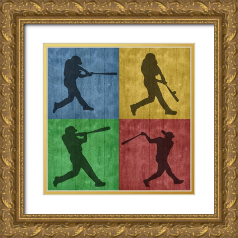 Baseball 3 Gold Ornate Wood Framed Art Print with Double Matting by Phillip, Jamie