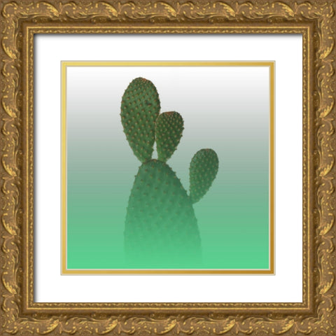 Green Cactus Gold Ornate Wood Framed Art Print with Double Matting by Phillip, Jamie
