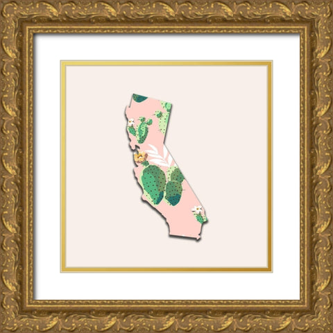 California Map Gold Ornate Wood Framed Art Print with Double Matting by Phillip, Jamie