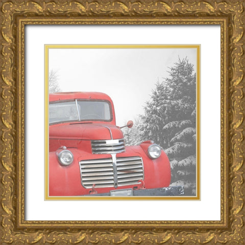 Christmas Farm Gold Ornate Wood Framed Art Print with Double Matting by Phillip, Jamie