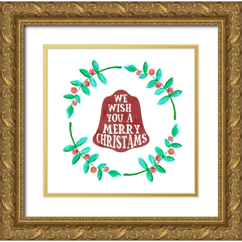 Christmas Bells Gold Ornate Wood Framed Art Print with Double Matting by Phillip, Jamie