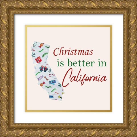 California Christmas Gold Ornate Wood Framed Art Print with Double Matting by Phillip, Jamie