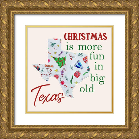 Texas Christmas Gold Ornate Wood Framed Art Print with Double Matting by Phillip, Jamie