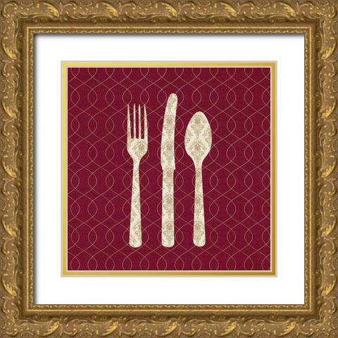 Eat 3 Gold Ornate Wood Framed Art Print with Double Matting by Phillip, Jamie