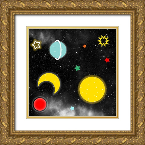 Stars 3 Gold Ornate Wood Framed Art Print with Double Matting by Phillip, Jamie