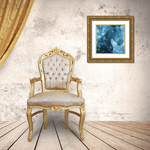 Blue Bubble Horse Gold Ornate Wood Framed Art Print with Double Matting by Phillip, Jamie