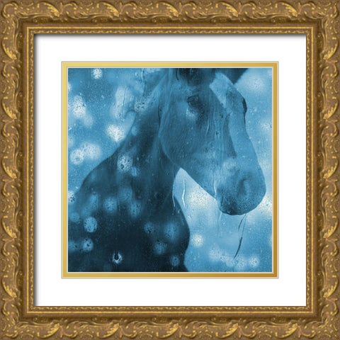 Blue Bubble Horse Gold Ornate Wood Framed Art Print with Double Matting by Phillip, Jamie