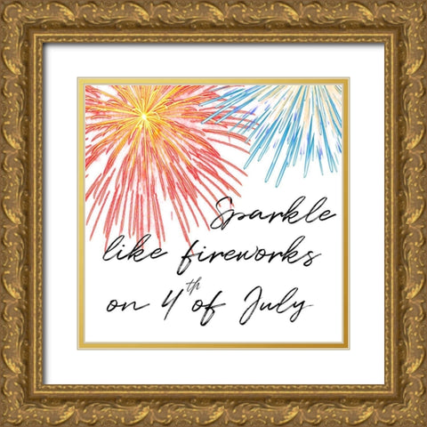 Fireworks Gold Ornate Wood Framed Art Print with Double Matting by Phillip, Jamie