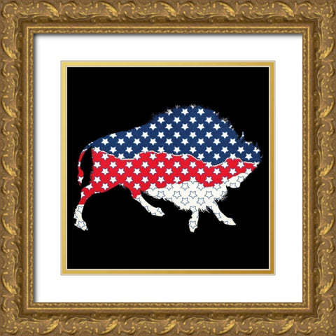 American Bison Gold Ornate Wood Framed Art Print with Double Matting by Phillip, Jamie
