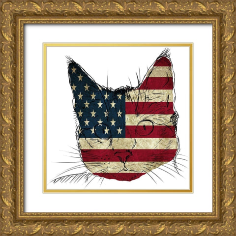 American Cat Gold Ornate Wood Framed Art Print with Double Matting by Phillip, Jamie